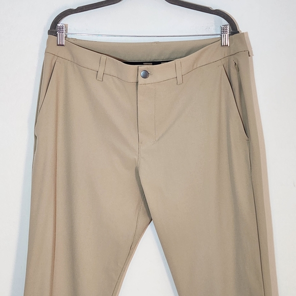 Lululemon Mens Khaki ABC Slim-Fit Trouser Pants Size 36 - Picture 2 of 11